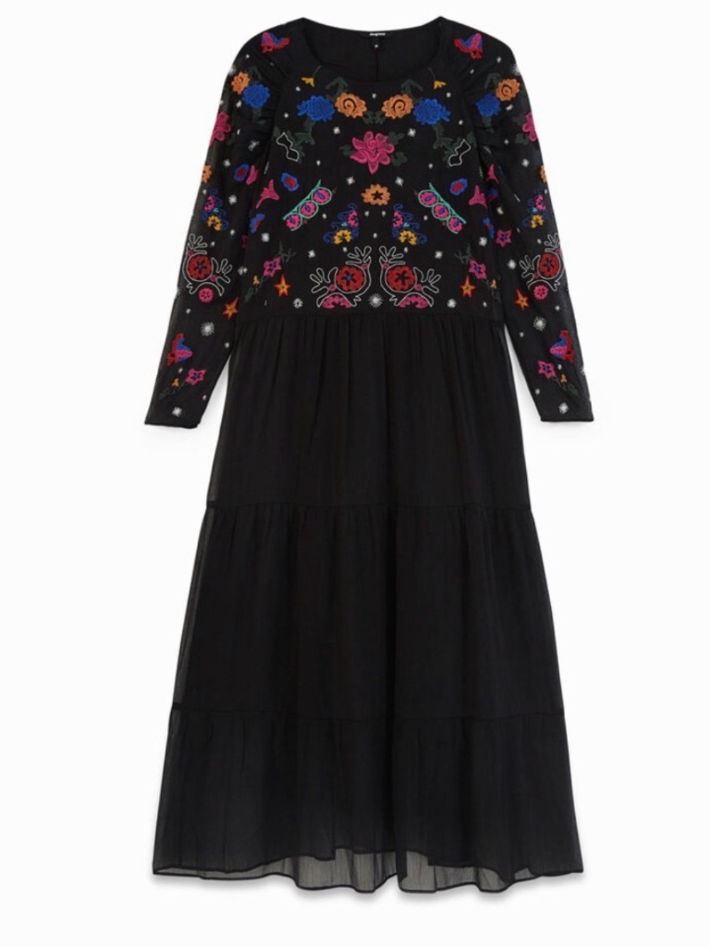 DESIGUAL Tulle Midi  Dress with colorful embroidery size extra small - Picture 11 of 16